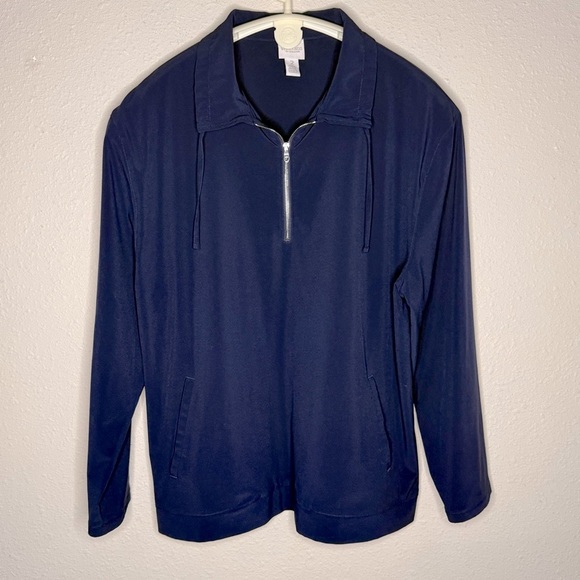 Weekends by Chico’s 1/4 Zip Jacket Sporty Pullover Navy Women’s 12 (Chico’s 2) - Picture 1 of 14